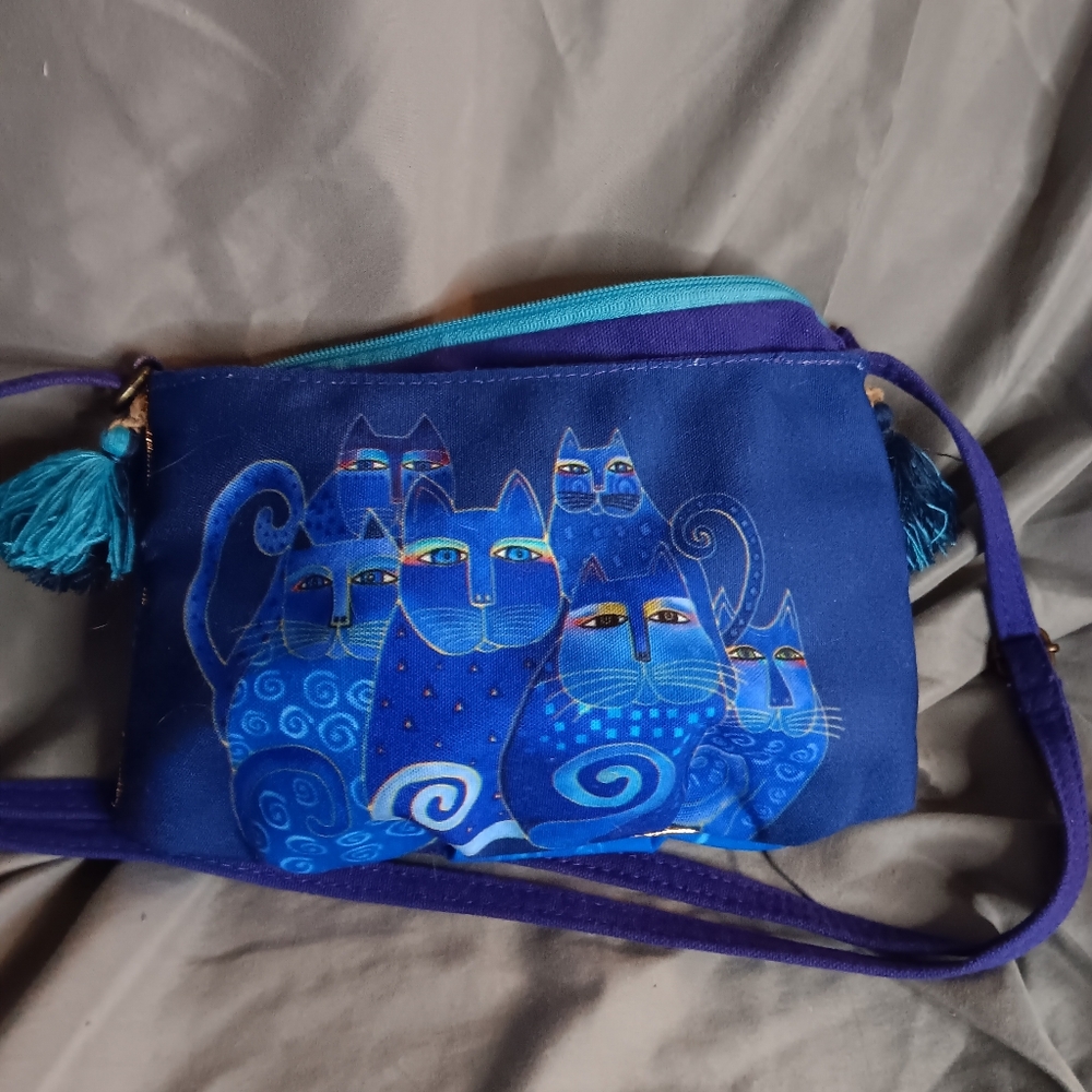 Laurel Burch blue cat purse